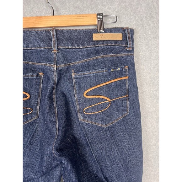 7 For All Mankind Women’s 12 Bootcut Jeans High Rise Denim Embroidered Pockets - Picture 4 of 13